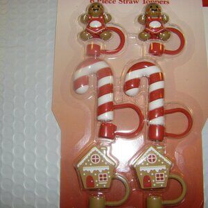 Straw Toppers 6  Piece Prime Chef Gingerbread Christmas Silicone Toppers NWT
